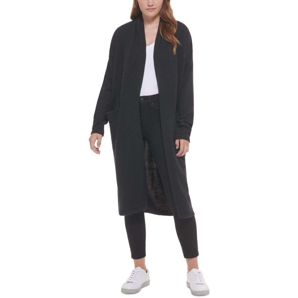 Calvin Klein Jeans Women's Open-Front Long Cardigan - Black Size S‎
